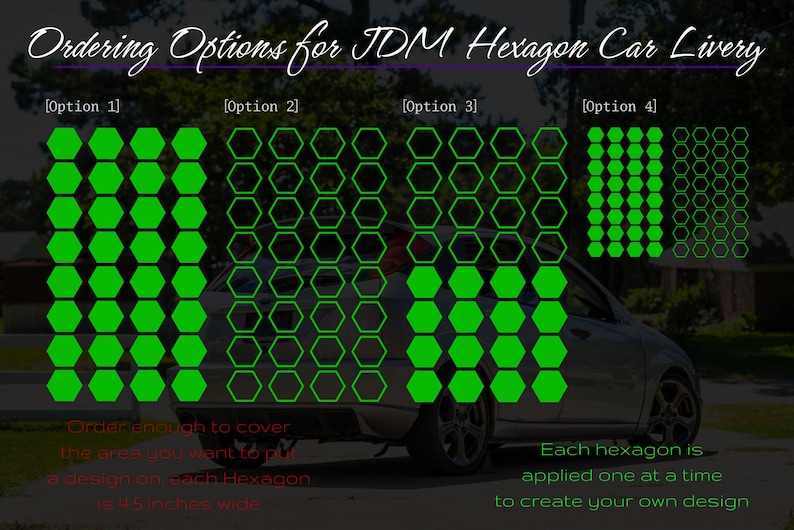 Hexagon / Honeycomb JDM Decal Sticker 4.5 inch / Hex Side Vehicle Wrap / Truck SUV Decals / Fits ANY Vehicle / Laptop/ Desktop image 8