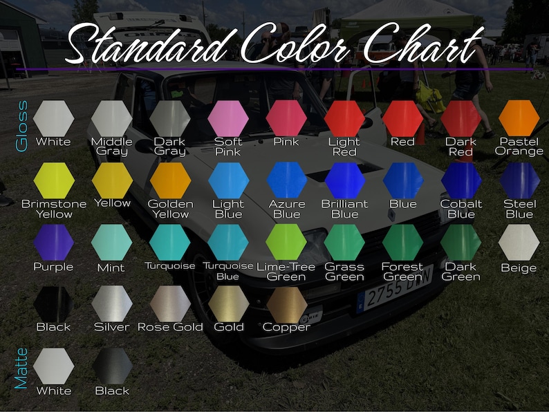 the standard color chart for a truck