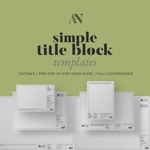 Simple Interior Design Title Block Templates A2 / A3 / A4 8.5x11 / 11x17 / 18x24 / 24x36 Sizes image 1