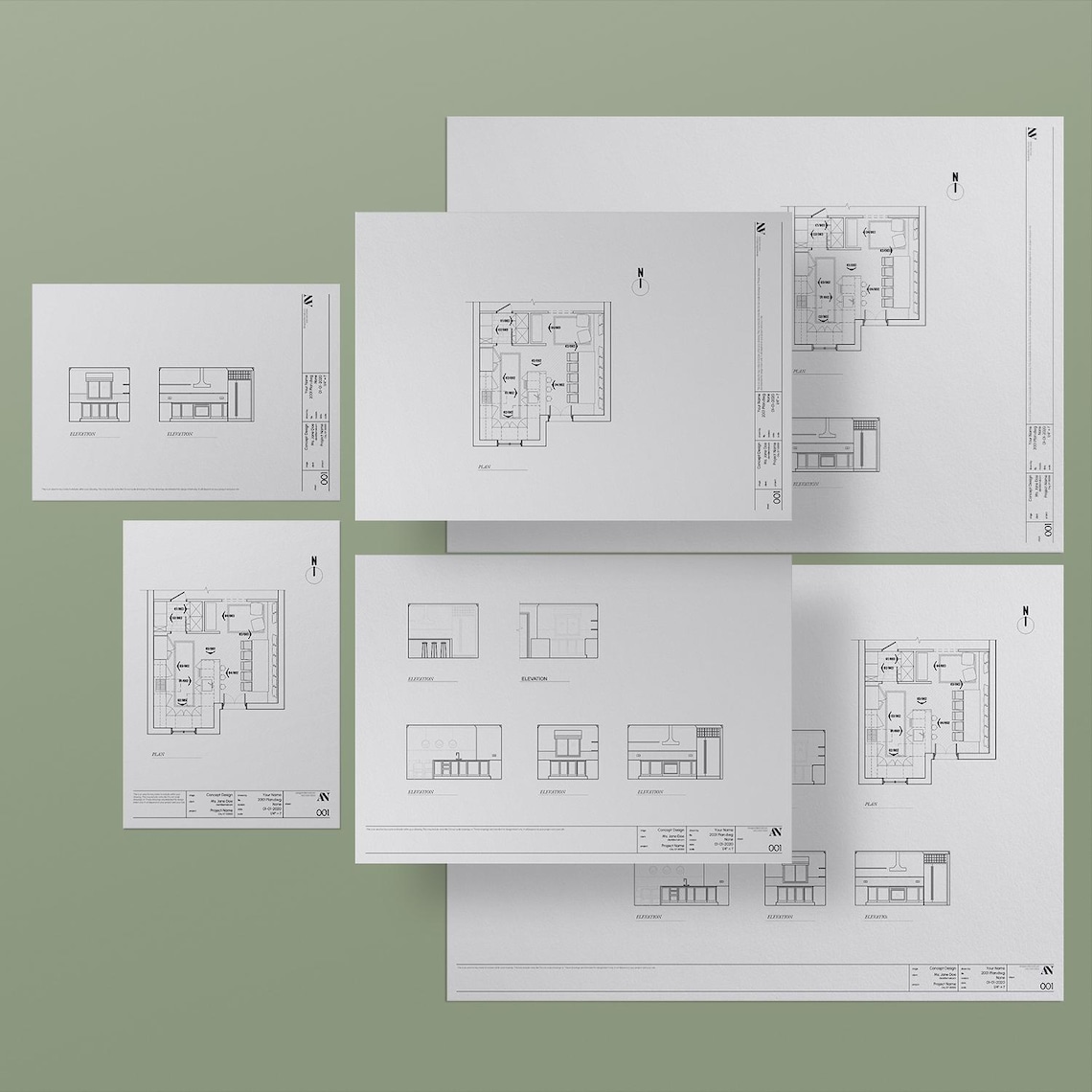 Minimal Interior Design Title Block Templates - A2 / A3 / A4 + 8.5x11 ...