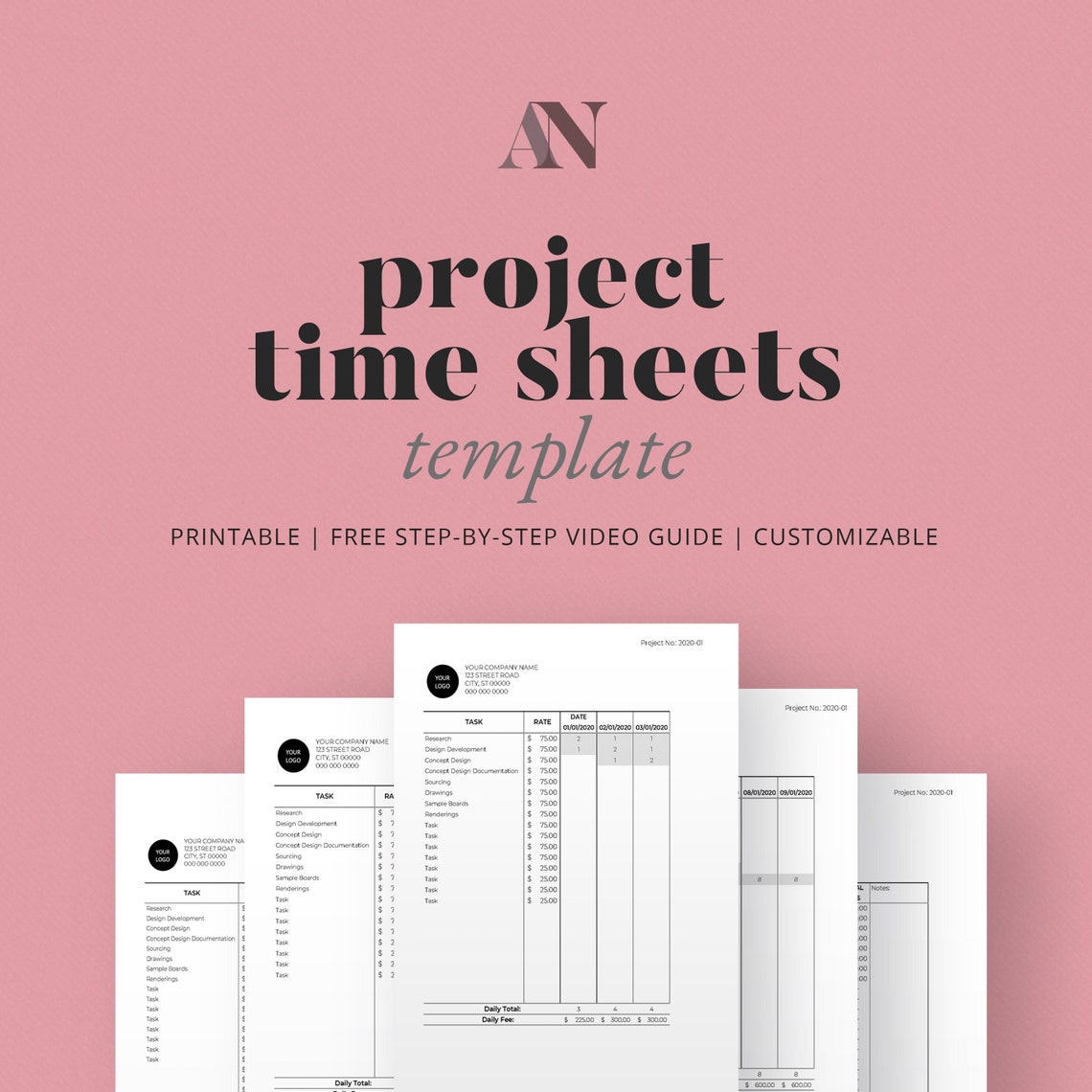 Project Time Sheets Template for Interior Designers - Etsy Canada