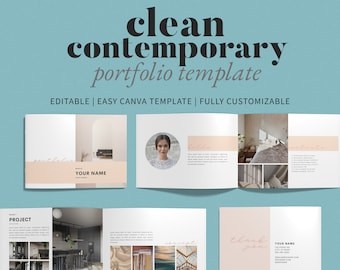 Clean Contemporary Interior Design Portfolio Template - Canva Template