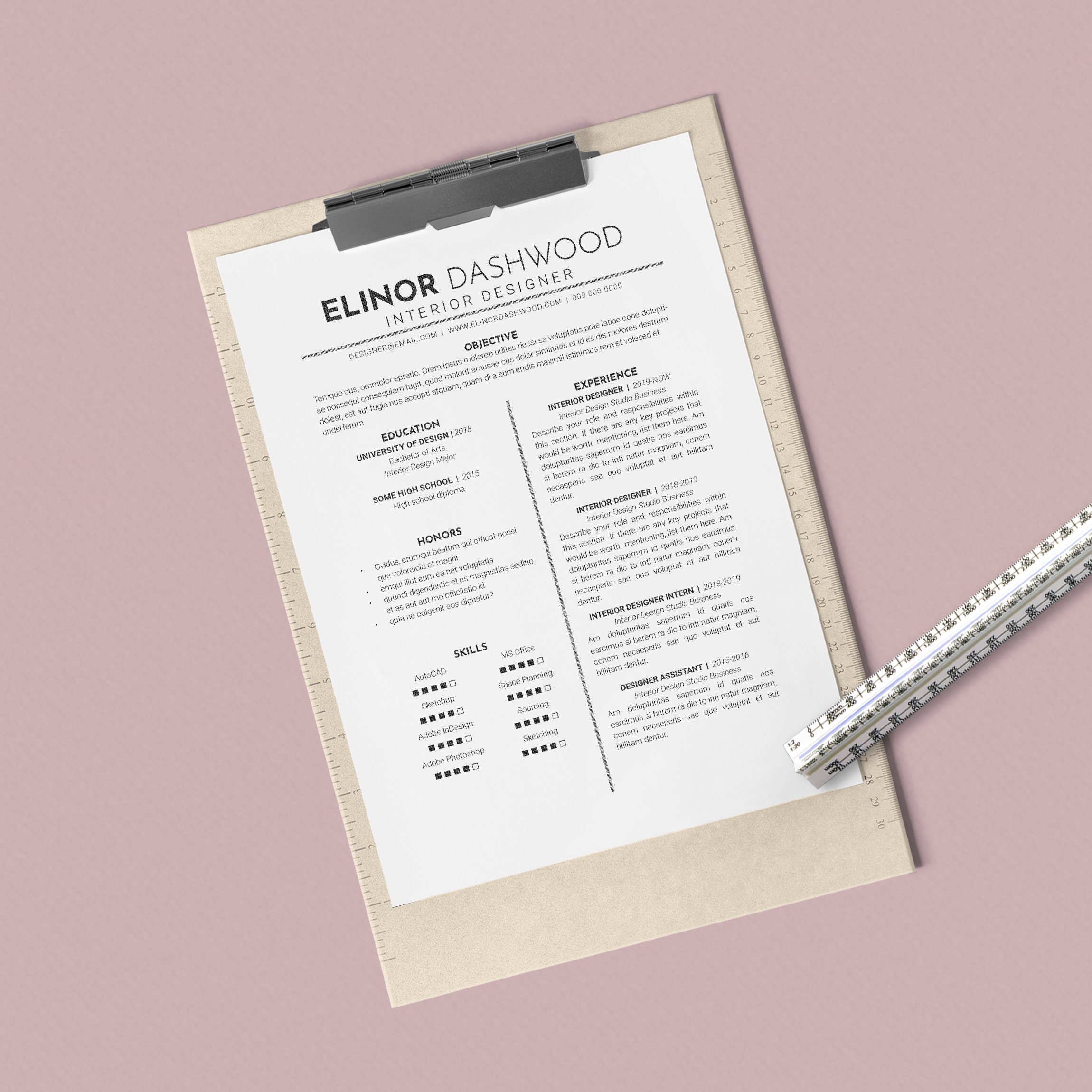 Elinor Dashwood Cv/resume Letterhead Templates indesign - Etsy