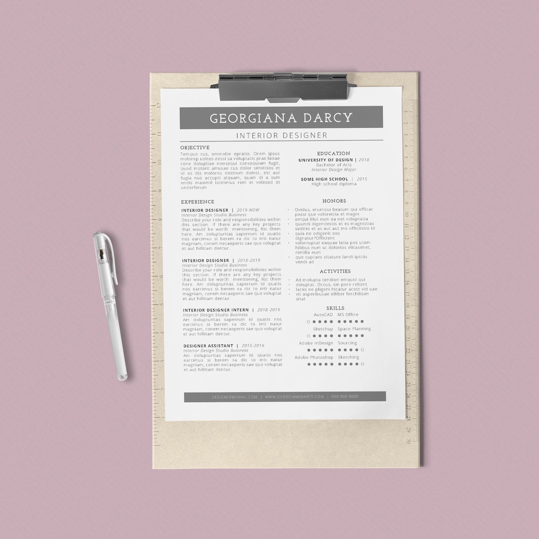 Georgiana Darcy Cv/resume Letterhead Templates indesign - Etsy