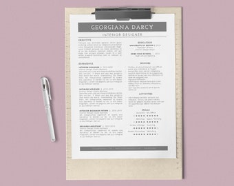 Georgiana Darcy - CV/Resume + Letterhead Templates - *InDesign ONLY* - A4 and US Letter