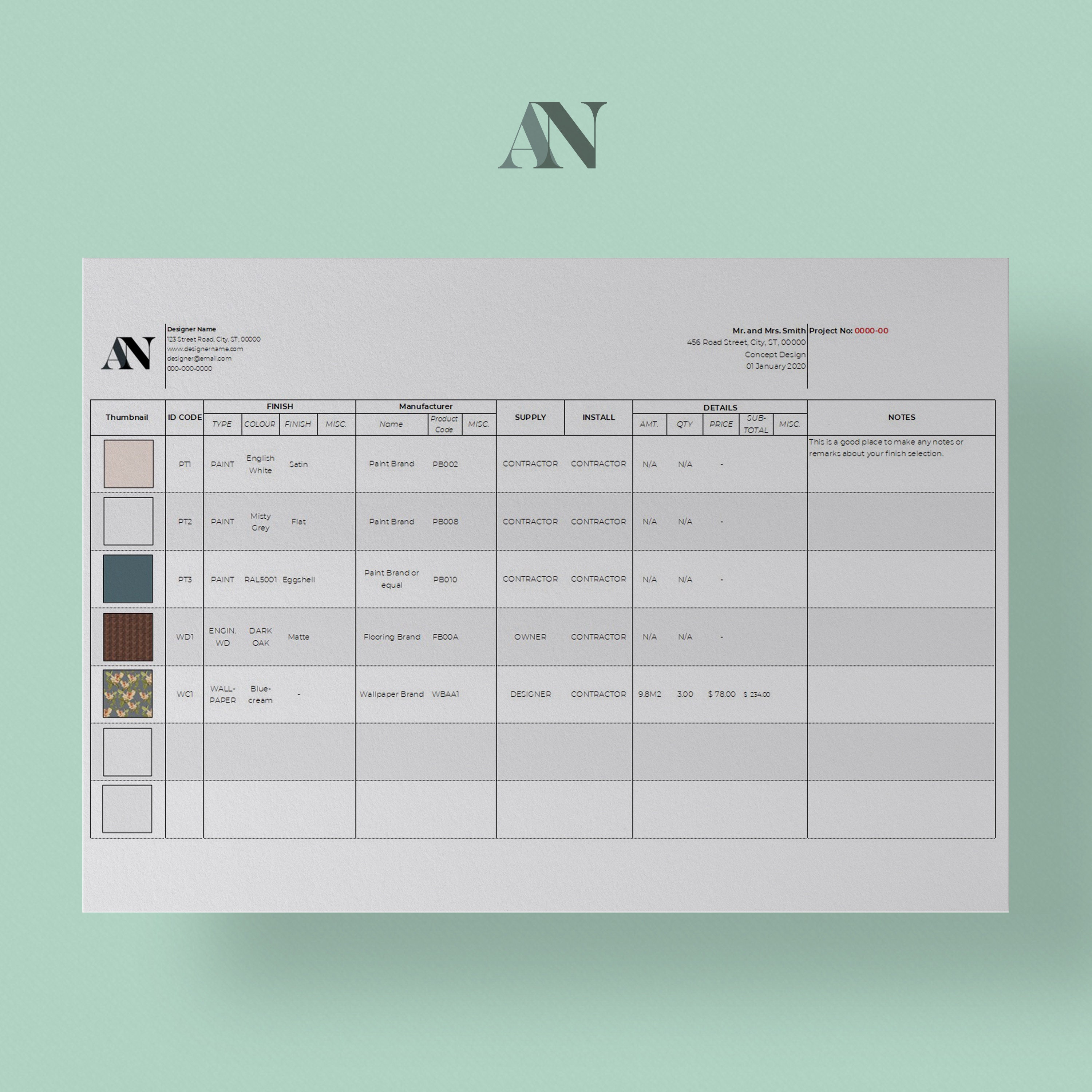 FF&E and Finishes Schedules Spreadsheets Template Etsy FF&E and Finishes Schedules Spreadsheets Template Etsy