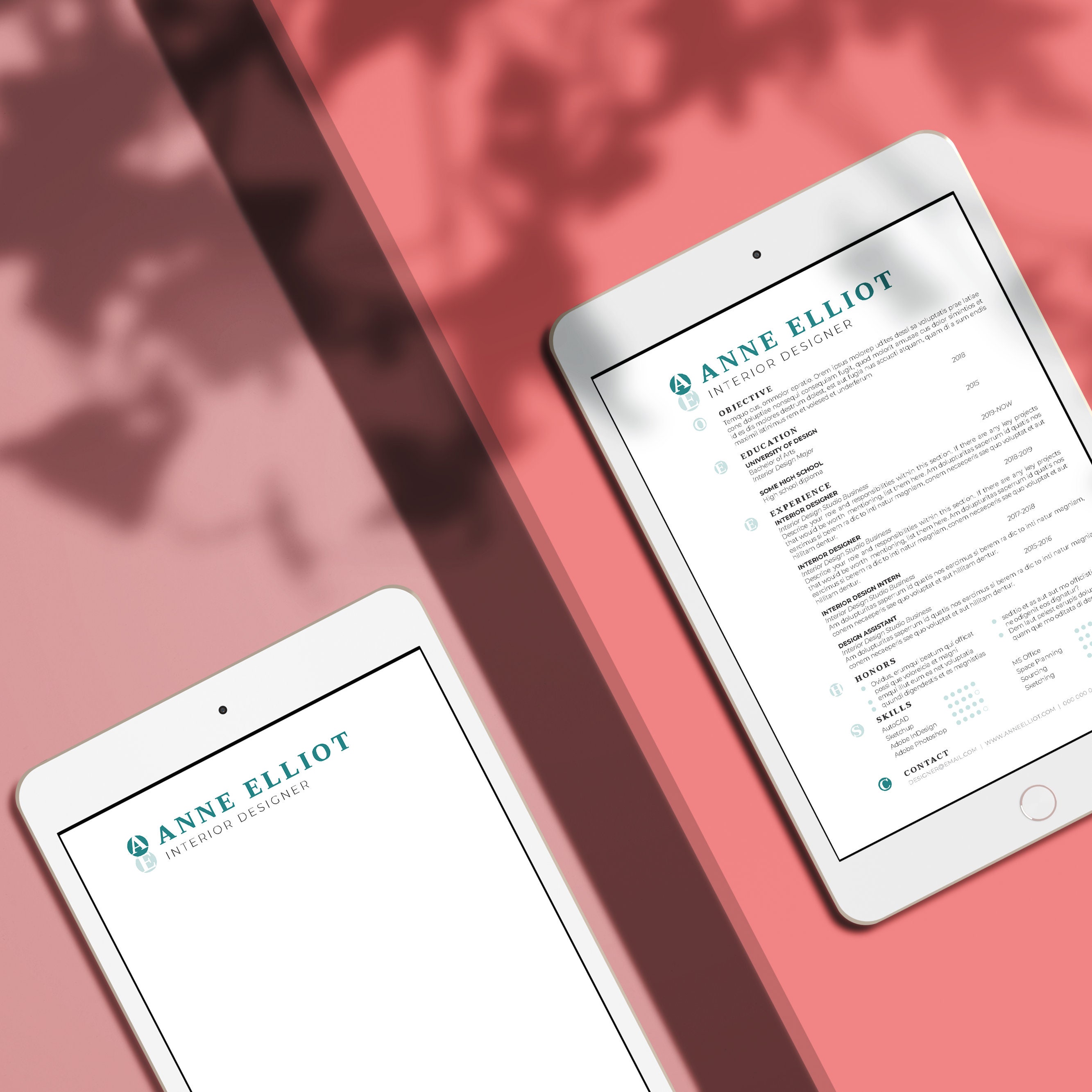 Anne Elliot Cv/resume Letterhead Templates indesign - Etsy