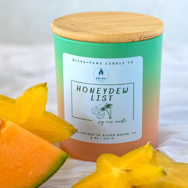 Coconut Honeydew Soy Candle/ Scented Candle /Tropical Fruit Candle/ Soy Wax Candle/ Fruity Spring Candle/ Coconut Candle/ Honeydew Candle