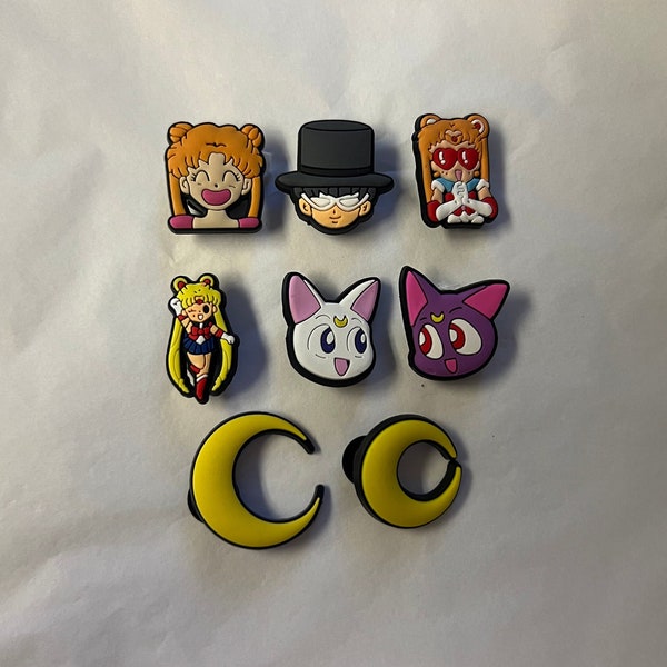 Anime Shoe Charm | Moon Princess Croc Charm | Moon Princess | Tuxedo Mask | Luna Artemis | Crescent Moon | Kawaii Anime Shoe Charm | SDCC