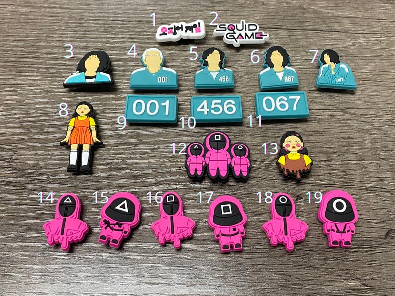 squid game croc charms