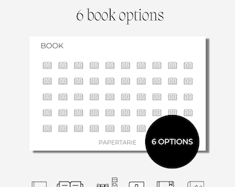 Book Icons | Micro Icons | Mini Icon Stickers | 6 Options | Transparent Matte | Minimal | Planner Stickers | Hobonichi