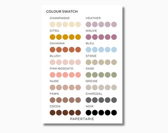 Colour Swatch Sheet | Colour Palette | Swatch | Transparent Matte | Standard Size | One Sheet