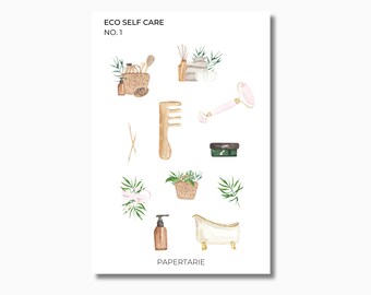 Eco Self Care Stickers | Planner Deco Stickers | Standard Sheet | Transparent Matte | Options