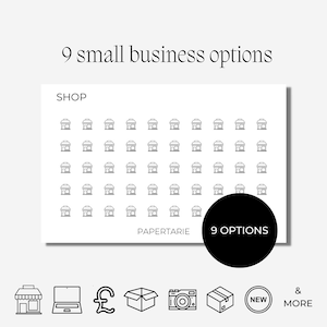 Micro Small Business Icon Stickers | Micro Icons | 9 Options | Transparent | Matte | Glossy | Minimal | Hobonichi | Planner Stickers
