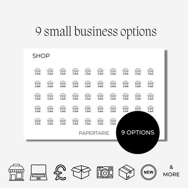 Small Business Icon Stickers | Micro Icons | Mini Icon Stickers | 9 Options | Transparent Matte | Minimal | Hobonichi | Planner Stickers