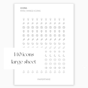 Mixed Planer Icons | Symbol-Aufkleber | Mini-Icon-Aufkleber | Transparent | Matt | Glänzend | Großes Laken