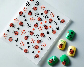 3D Ladybug Nail Stickers - Easy No Mess Manicure - Free gifts with purchase