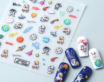3D NASA Space Nail Stickers - Astronauts and Aliens - free gifts