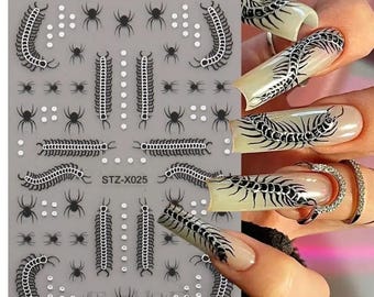 Silver Metallic Centipede Nail Stickers - Free and gifts