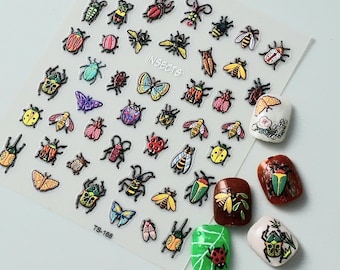 3D Entomologists Dream Insect Nail Stickers - Bright Bugs - Free gifts with purchase