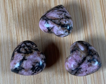 Baby Rhodonite Puffy Heart Carving / Crystal Heart Carving / Rhodonite Carving / Mini Heart / Cute Heart Carving *Intuitively Chosen*
