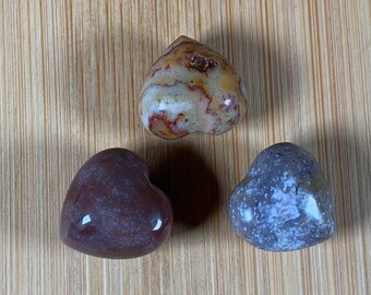Baby Ocean Jasper Puffy Heart Carving / Ocean Jasper Carving / OJ Heart Carving / Mini Carving / Mini Heart / Crystal  *Intuitively Chosen*