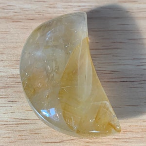 Golden Healer Puffy Moon Carving / Golden Healer Carving / Crystal Moon / Moon Carving / Crescent Moon Carving / Golden Healer Crescent Moon