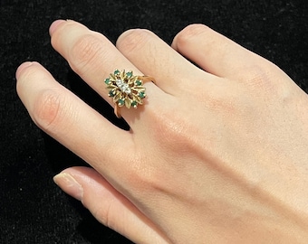 Vintage 14K Gold Emeralds Ring