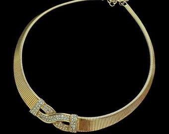 Christian Dior Vintage 1980s Rhinestone & Black Enamel