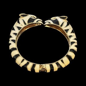Unique Vintage Zebra Enamel Rhinestones Bracelet