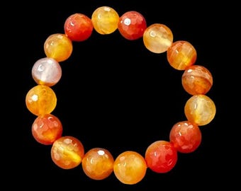 Gorgeous Red Orange Carnelian Natural Beaded Bracelet, healing crystals, gift for her, energy bracelet, gemstones, real crystal jewelry