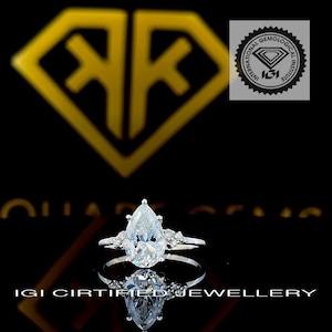 IGI Certified Pear Cut Diamond Ring for Women, 2.40 Ct Lab Grown Diamond Engagement Ring, Anniversary Gifts, Rings for Women, Gift Ring