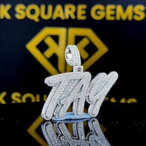 Pingente de Hip Hop com Número Personalizado, Personalize Sua Letra da Sorte, Pingente de Número de Hip Hop Masculino, Pingente de Moissanite, Joias de Hip Hop Ice Out
