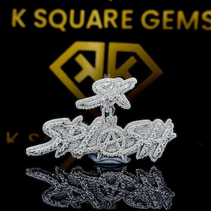 Pingente de Hip Hop com Letra Personalizada, Personalize Seu Nome de Sorte, Pingente de Número de Hip Hop Masculino, Pingente de Moissanite, Joias de Hip Hop Ice Out, Prata 925