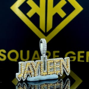 Pingente de Hip Hop com Letra Personalizada, Personalize seu Nome da Sorte, Pingente de Hip Hop Masculino, Pingente de Moissanite, Joia de Hip Hop Ice Out, Pingente de Dois Tons