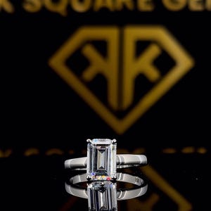3,20 Ct Moissanite Verlobungsring, Smaragd Moissanit Verlobungsring, Solitärring, Smaragdschliffring, Smaragdschliffring
