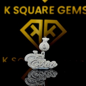 Pingente de Hip Hop com Letra Personalizada, Personalize Sua Letra da Sorte, Pingente de Número de Hip Hop Masculino, Pingente de Moissanite, Joias de Hip Hop Ice Out