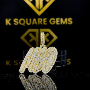 Custom Letter Hip Hop Pendant, Charm Pendant, Men&#39;s Hip Hop Name Pendant, Moissanite Pendant, Ice Out Hip Hop Jewelry, Yellow Gold Plated