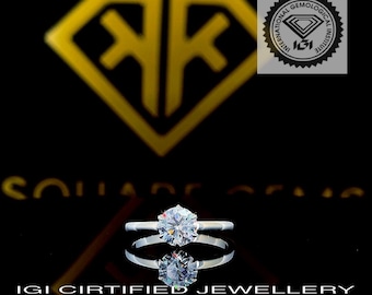 F / VS Lab Zuchtdiamant Solitär Ring: Sterling Silber Hochzeitsschmuck