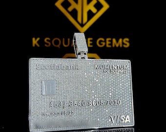 Iced Out Moissanite Credit Card Pendant: 925 Sterling Silver Hip Hop Jewelry