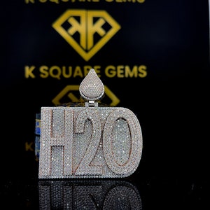 Colgante personalizado VVS Moissanite, colgante de Moissanite personalizado, nombre de letra personalizado VVS Moissanite colgante, colgante de plata Hip Hop VVS Moissanite