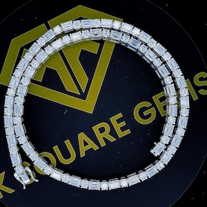 Okrągły i szmaragdowo szlifowany łańcuszek tenisowy z diamentami Moissanite, D VVS1 Moissanite, Pass Diamond Tester, 22-calowy naszyjnik dla mężczyzn/kobiet, srebro próby 925