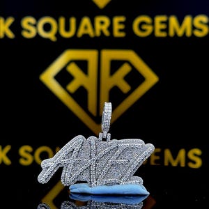 Pingente de Hip Hop com Número Personalizado, Personalize Sua Letra da Sorte, Pingente de Número de Hip Hop, Pingente de Moissanita, Joias de Hip Hop Ice Out