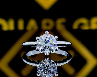 Moissanit Solitär Ring: 14k Weißgold 6-Speichen Ring
