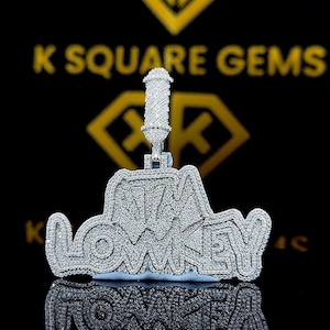 Colgante de moissanita personalizado, colgante con letra personalizada de moissanita VVS, colgante de moissanita VVS, colgante de moissanita de plata estilo hip hop, joyería para hombres
