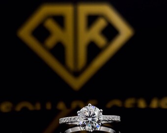 Anillo de moissanita de 1,75 ct, anillo de bodas de talla