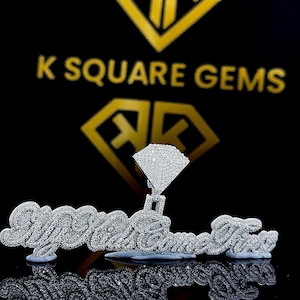 Pingente de Hip Hop com Letra Personalizada, Personalize Sua Letra da Sorte, Pingente de Número de Hip Hop Masculino, Pingente de Moissanite, Joias de Hip Hop Ice Out