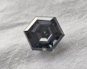 Dark Grey Hexagon Cut Moissanite: Unique Engagement Ring Stone