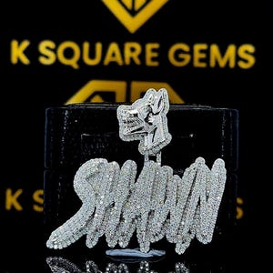 Pingente de hip hop com nome ou letra da sorte personalizado, pingente de berloque, pingente masculino e feminino, pingente de moissanita, joia de hip hop Ice Out, presente para ela