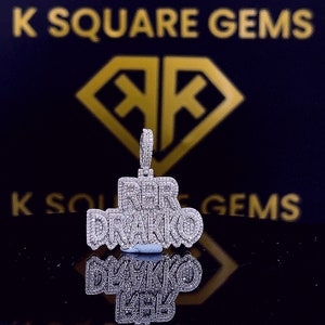 Colgante de hip hop con letra personalizada, Colgante con dije, Colgante con letra de dos capas, Colgante de moissanita con letra de hip hop para hombre, Joyería Ice Out Hip Hop
